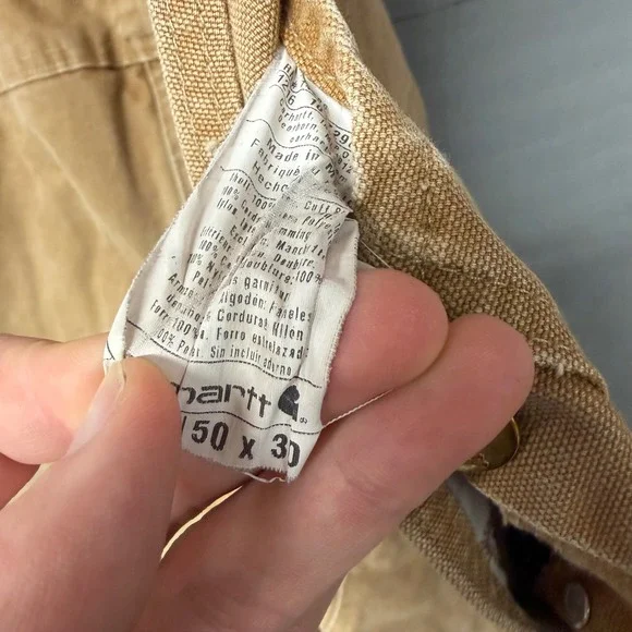 Carhartt R02 BRN Duck Bib Overalls Brown Quilt Lined Double Knee Mens 50x30 - Picture 5 of 6